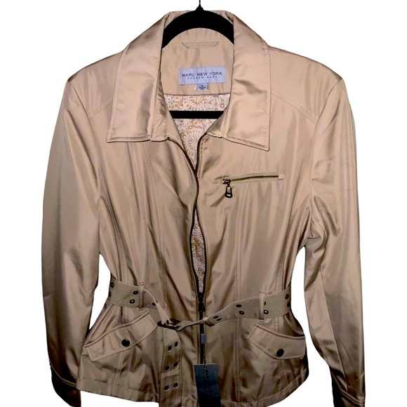 ANDREW MARC NEW belted jacket camel jacket  with print lining - Picture 1 of 5